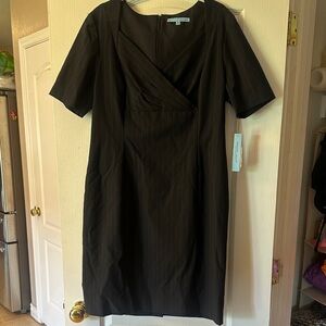 Antonio Melani Charcoal Pinstripe Midi Dress